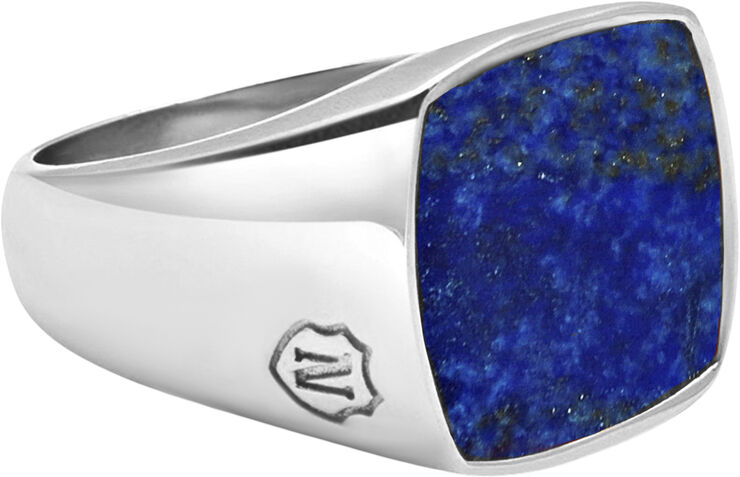 Men's Stainless Steel Signet Ring with Blue Lapis