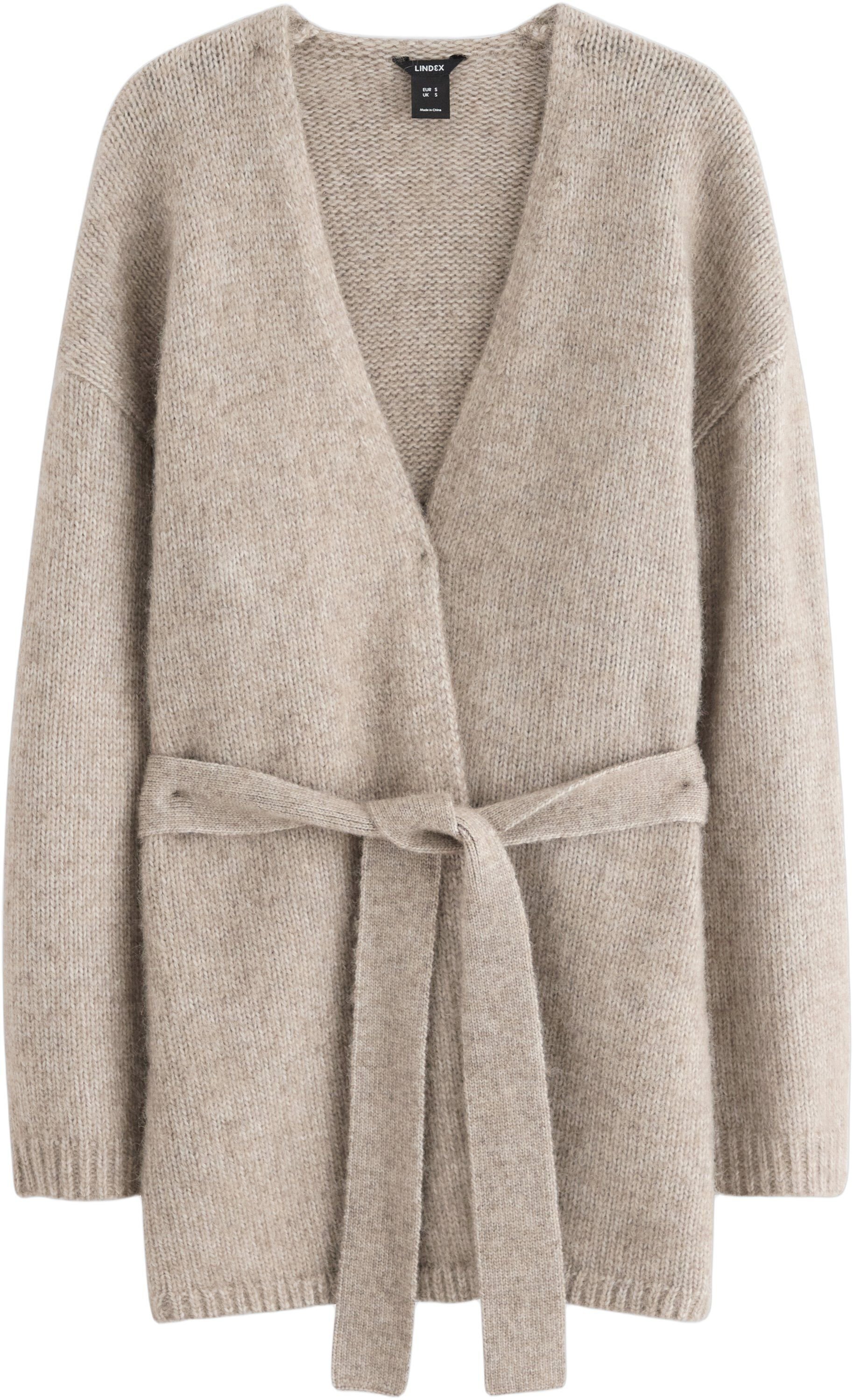 Myk sl&aring;-om-kofte med bindeb&aring;nd.