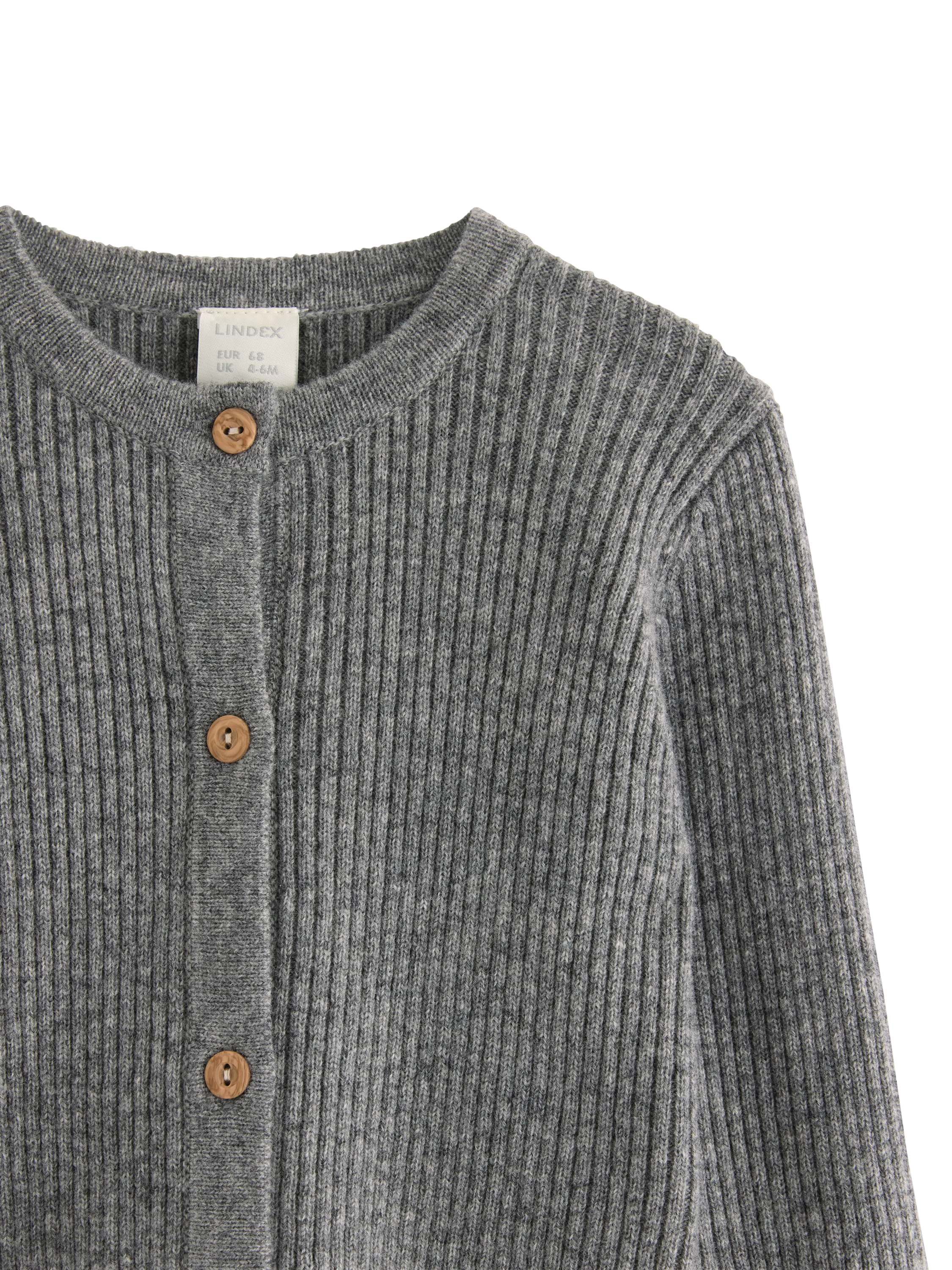 Soft rib-knit cardigan in merino wo