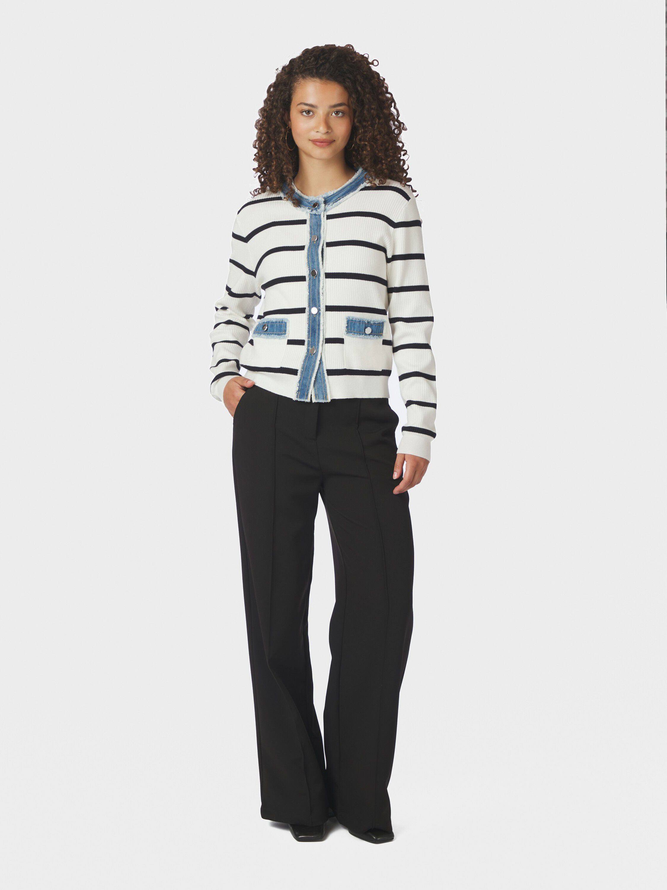 Zelma Stripe Denim Cardigan