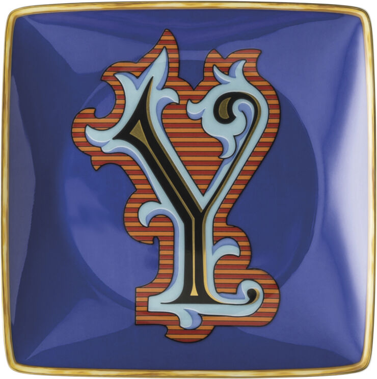 Bowl 12cm sq. flat, Holiday Alphabet Y, Versace