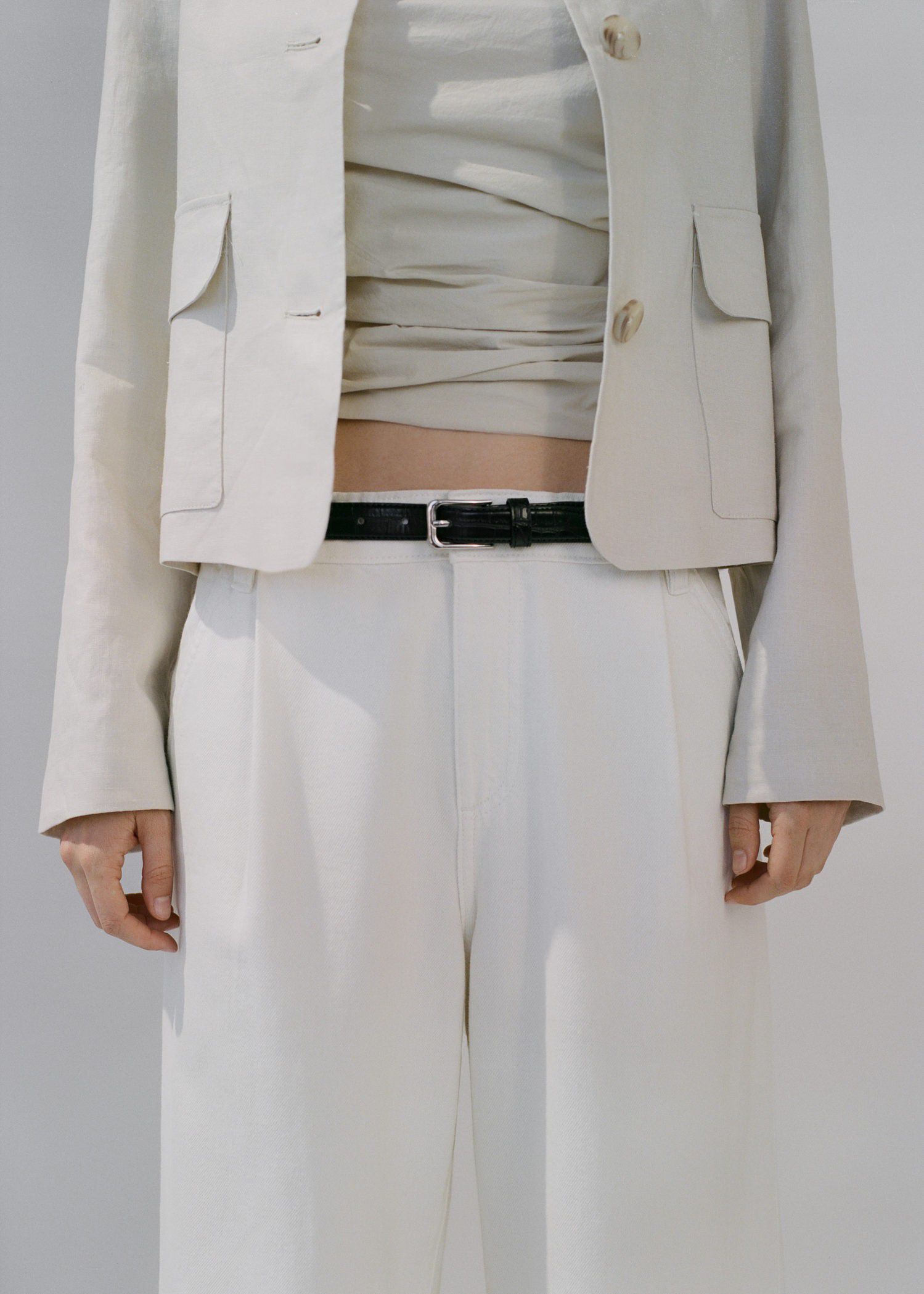 Fine croco leather-effect belt