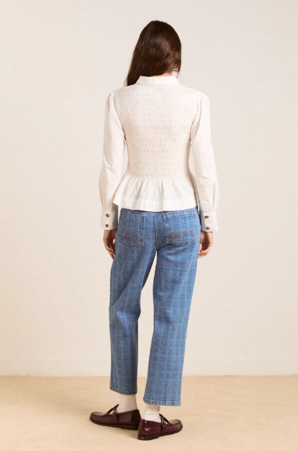 HAZEL SHIRRED SHIRT - WHITE