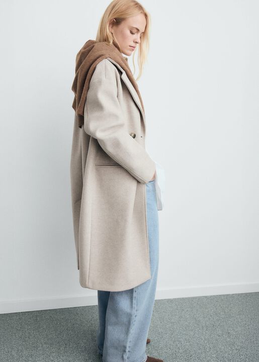 Double-breasted midi coat