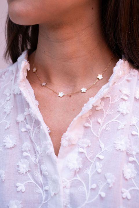 Necklaces 5 flowers pearl