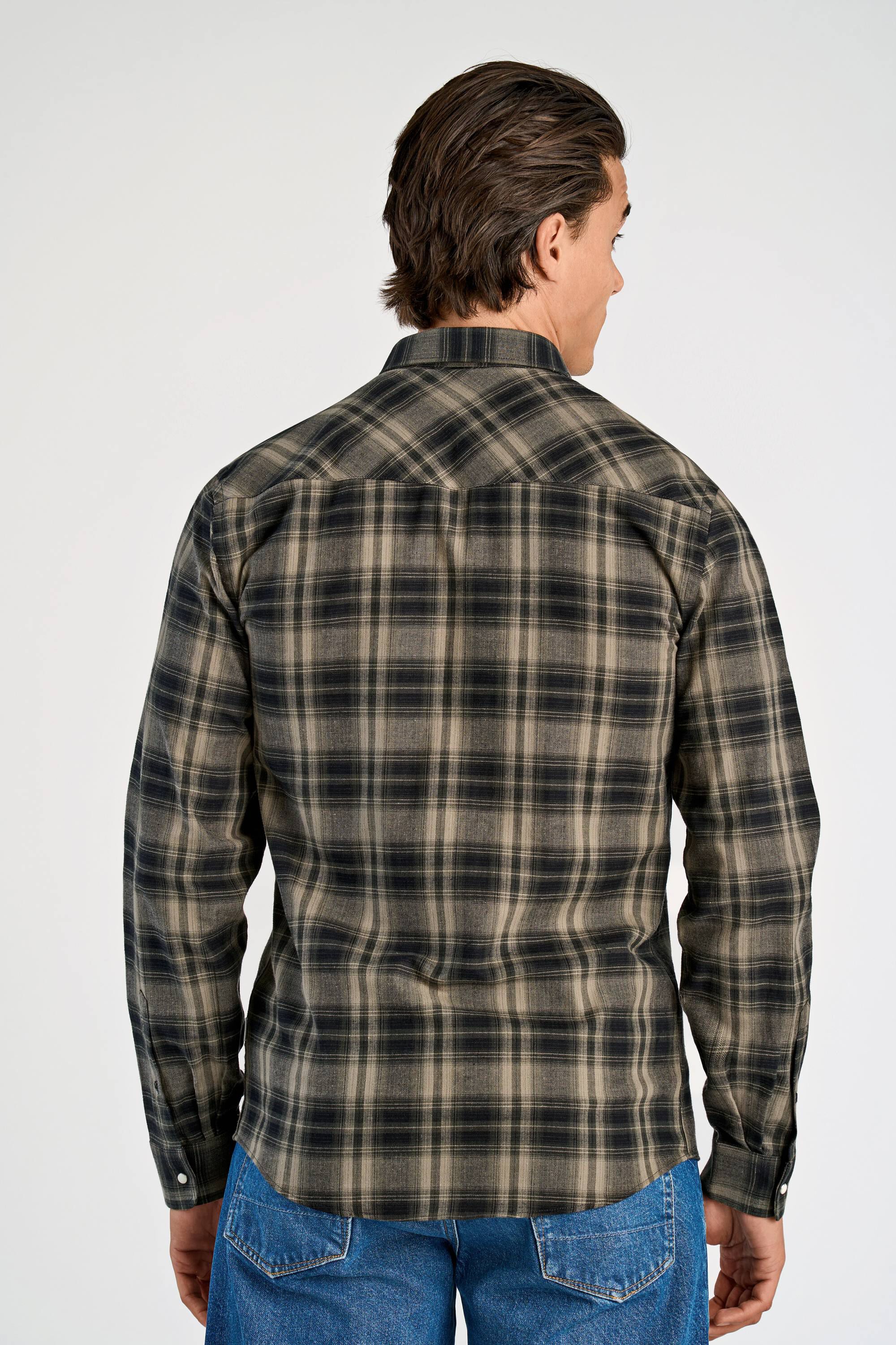 Herringbone checked shirt L/S