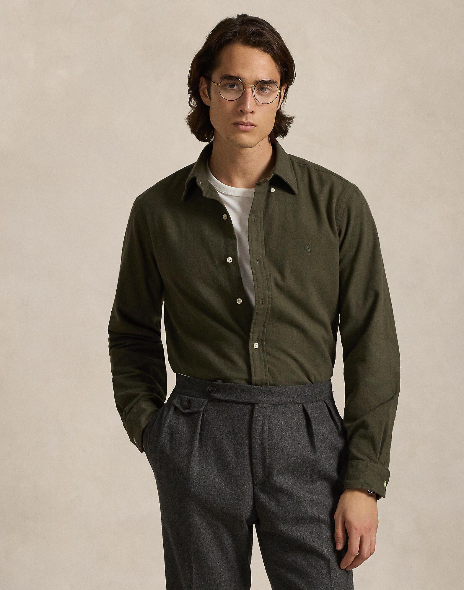 Custom Fit Brushed Flannel Shirt