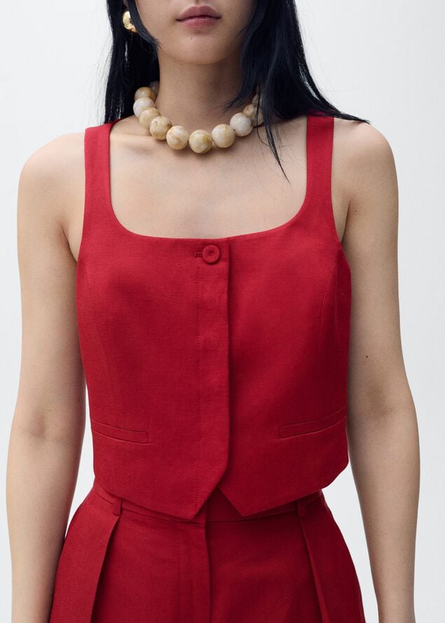 Linen-blend suit waistcoat