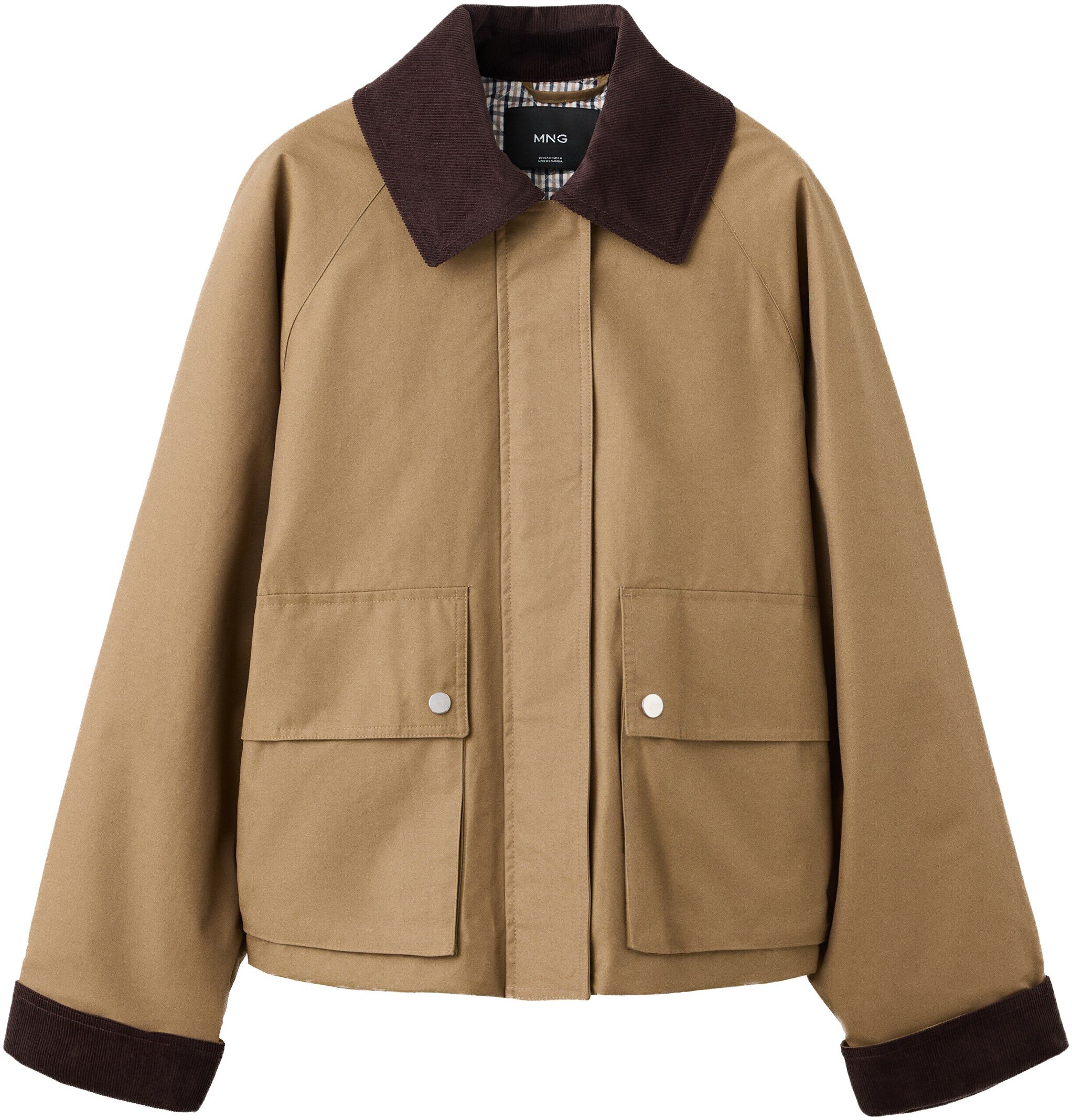 Cotton parka with corduroy collar