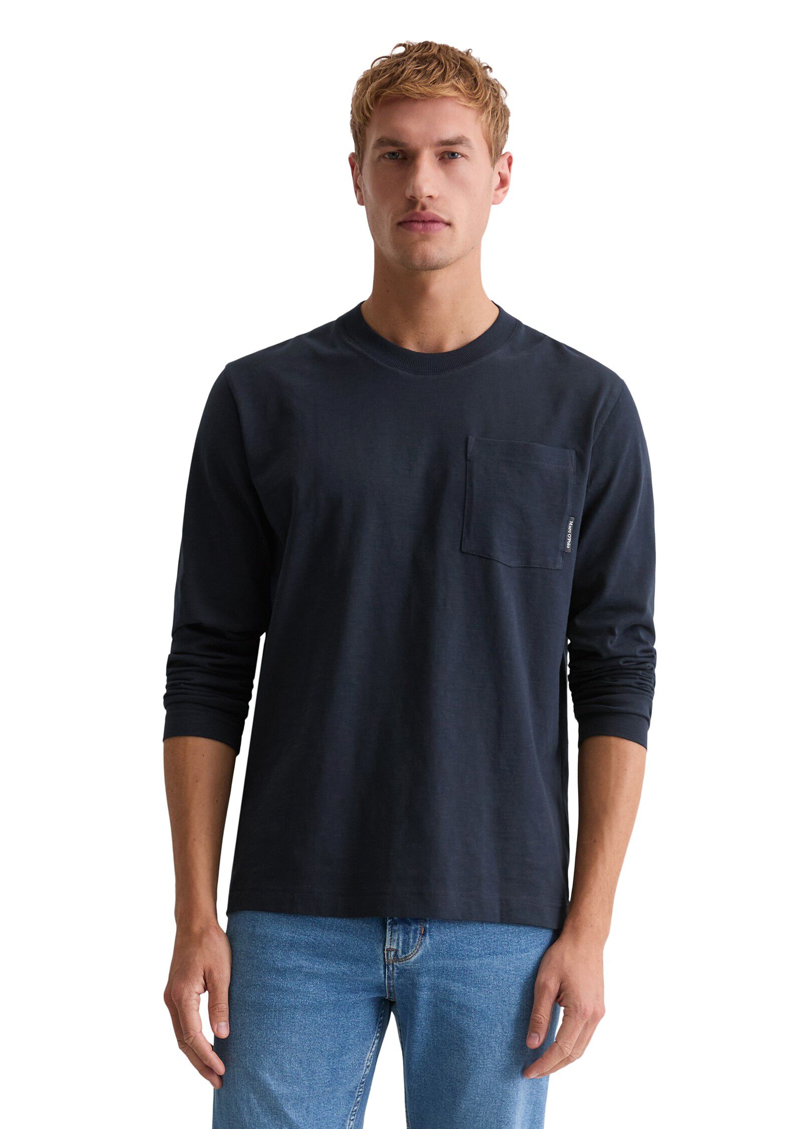 T-shirt, long sleeve, ribbed neck t
