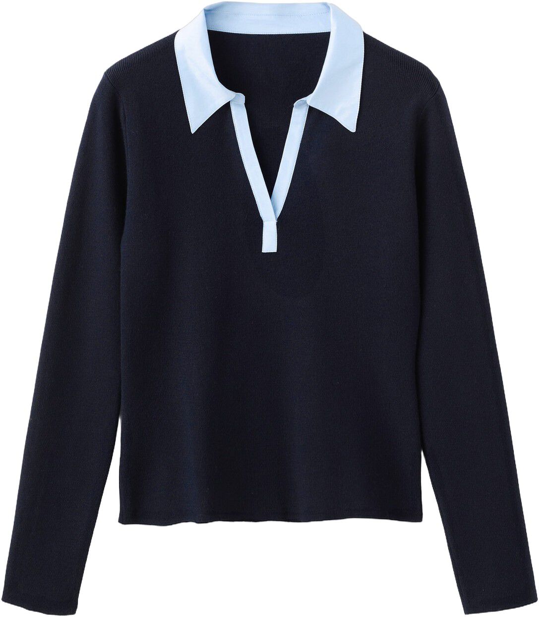 Combined shirt-collar sweater