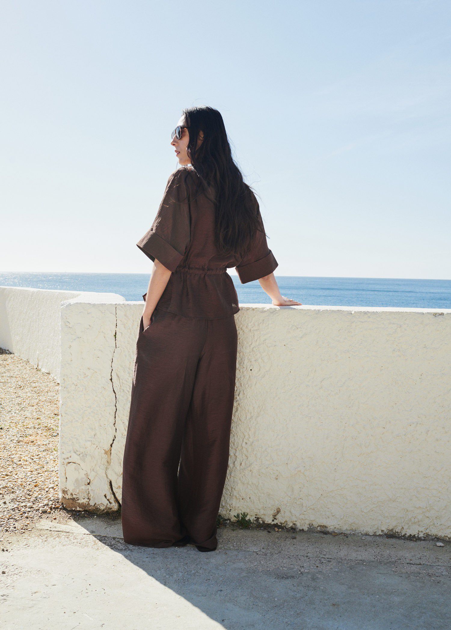 Linen blouse with belt