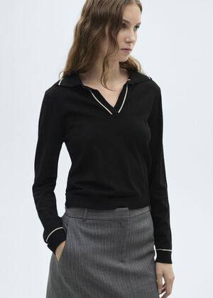Jersey with contrasting lapels and