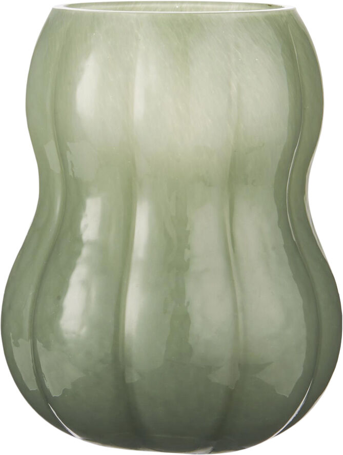 Vase m/riller Veneto gennemfarvet grønt glas