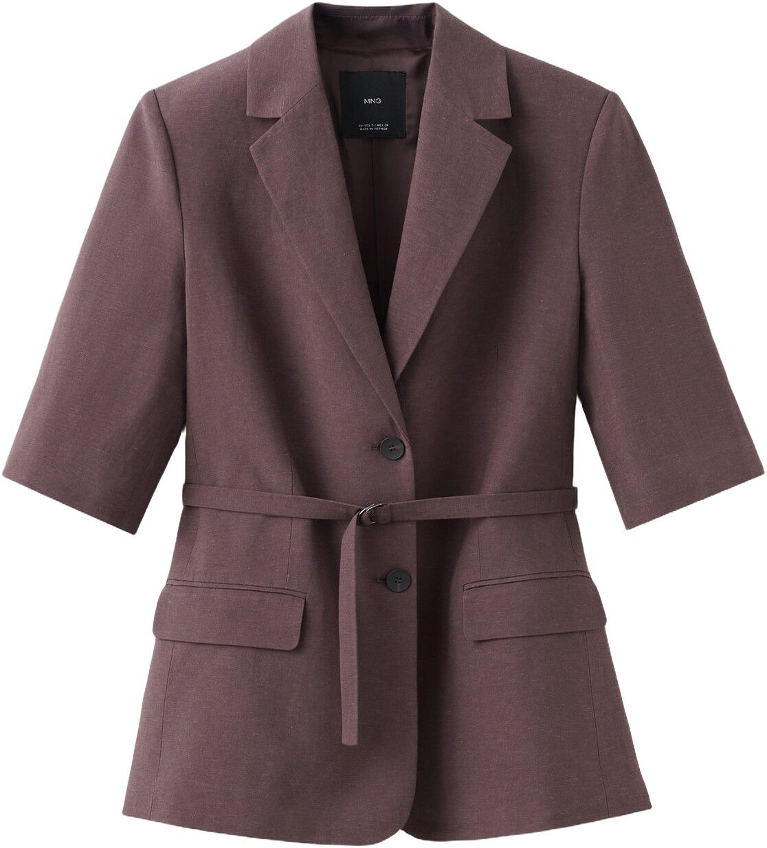 Linen suit jacket with belt