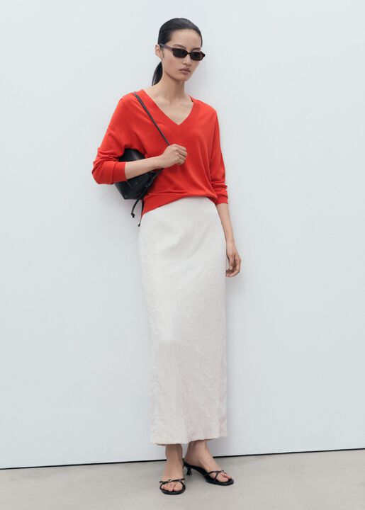 V-neck knit sweater