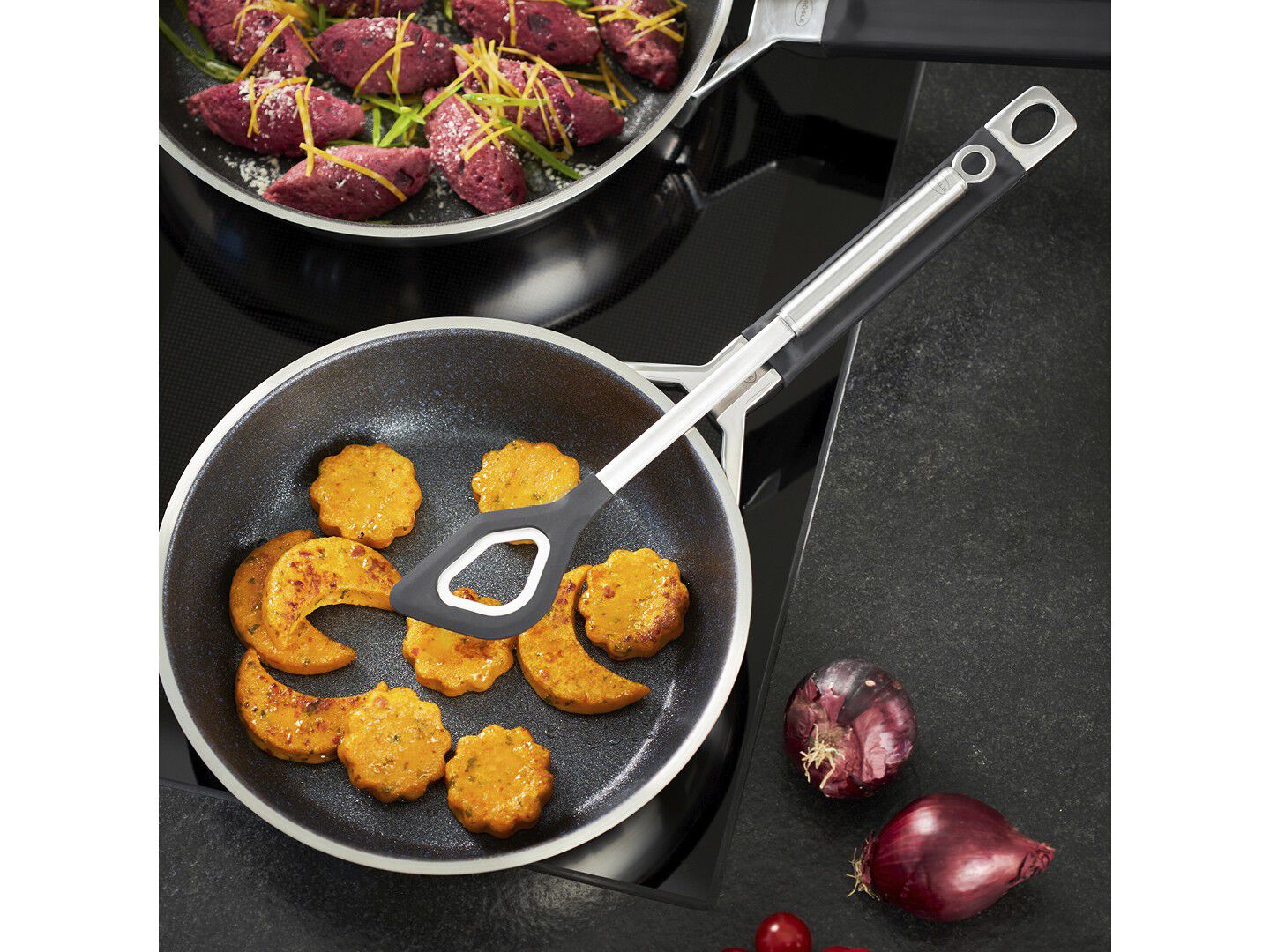 Grytsked/blandarsked med h&aring;l 32,5 cm St&aring;l/Silikon