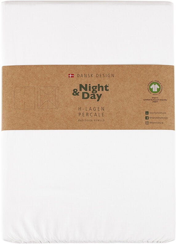 &Oslash;kologisk H-split lagen, percale - GOTS, hvid