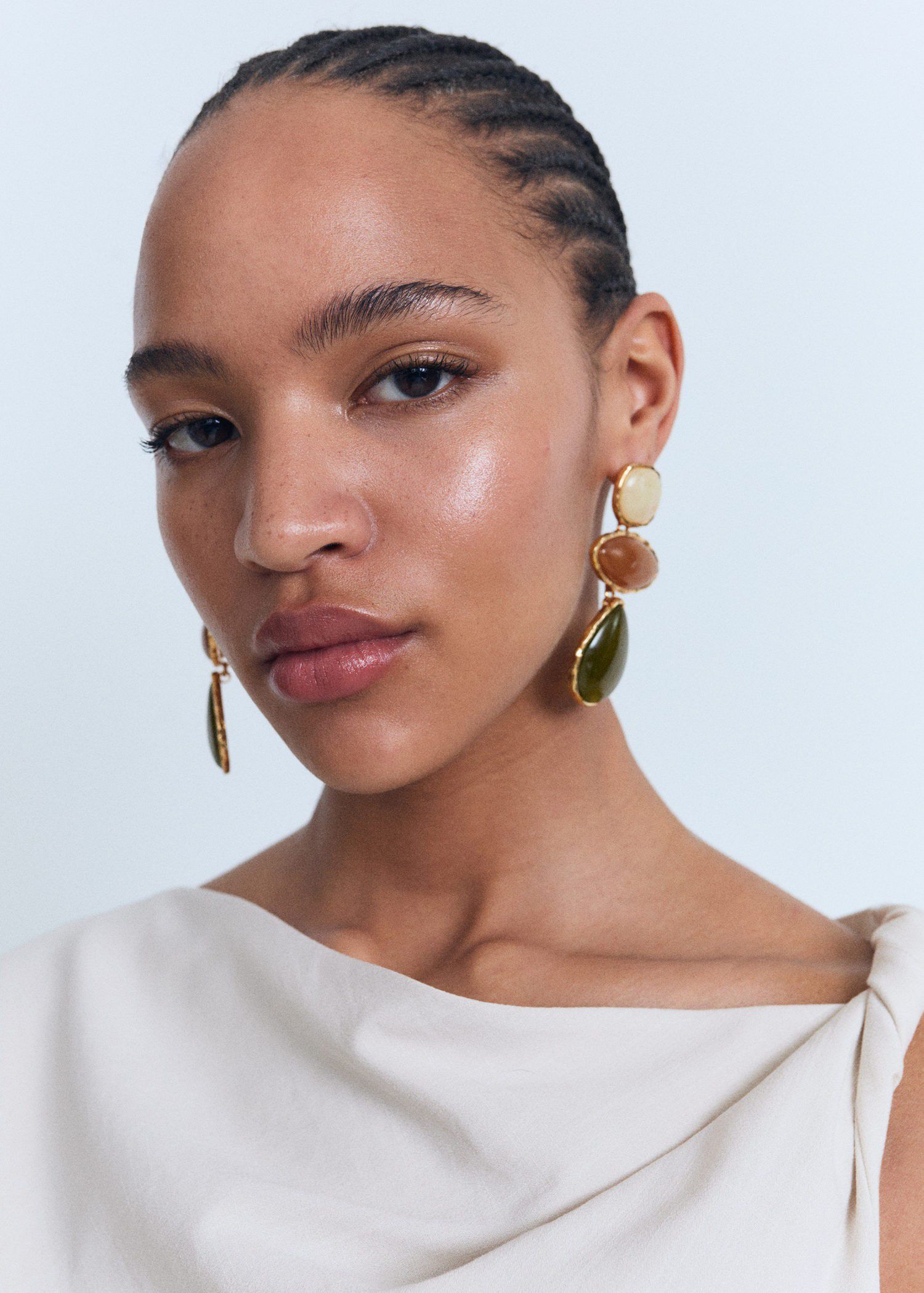 Asymmetrical draped top with straps