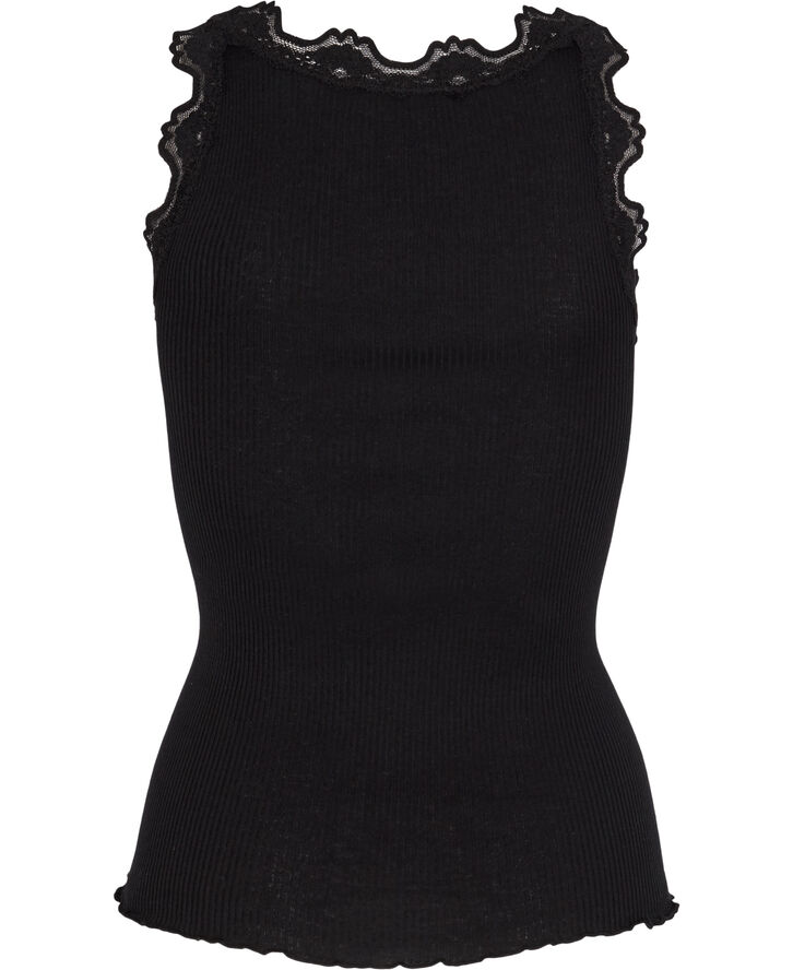 Silk top regular w/vintage lace