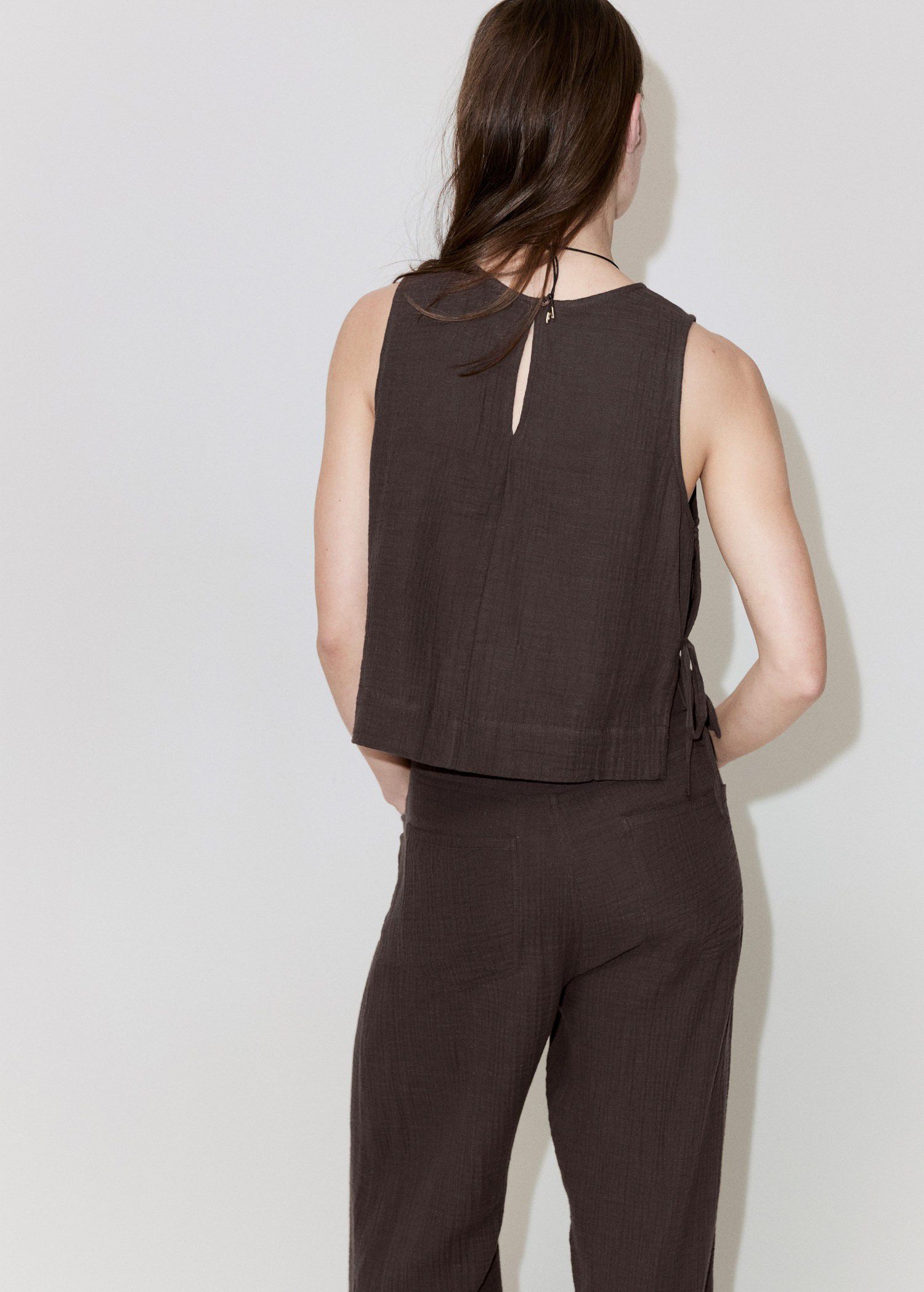 Side-tie batiste top