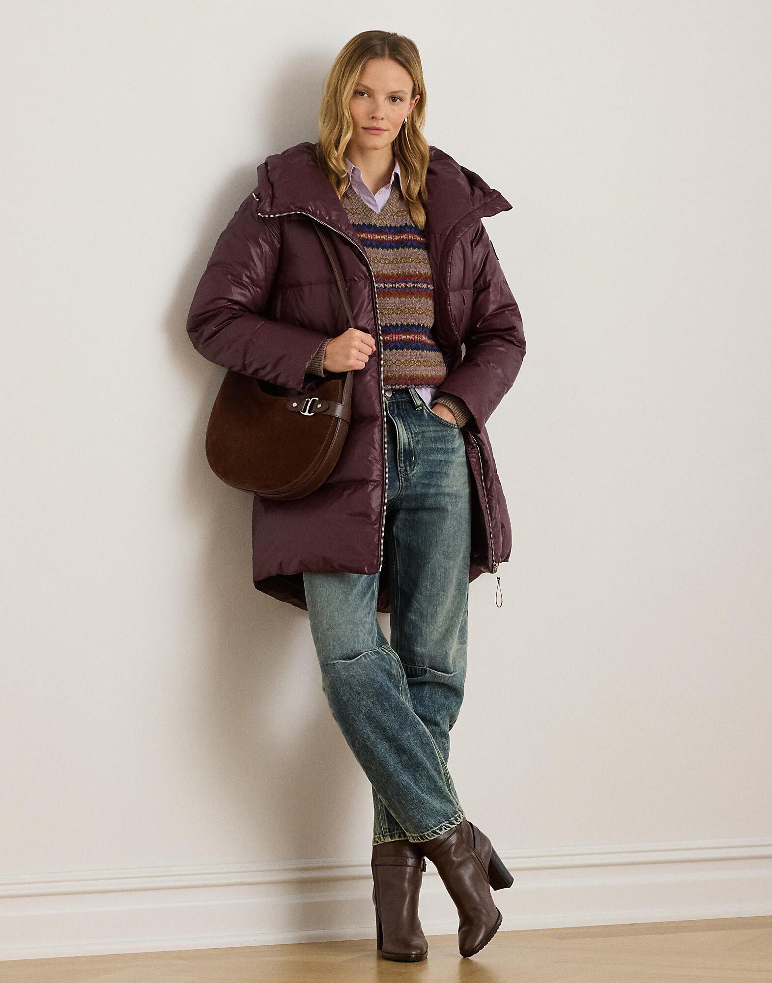 Hooded Channel-Quilted Down Coat