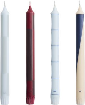 Pattern Candle-Blues and bordeaux, Set of 4