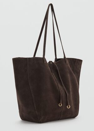 Suede leather shopper bag