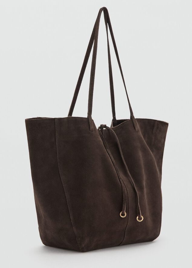 Suede leather shopper bag