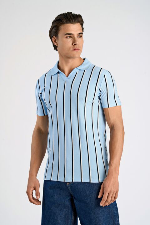Striped piqué polo shirt S/S