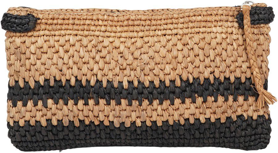 MELISO STRIPE - RAFFIA CLUTCH - H13 X W25 X D5 CM