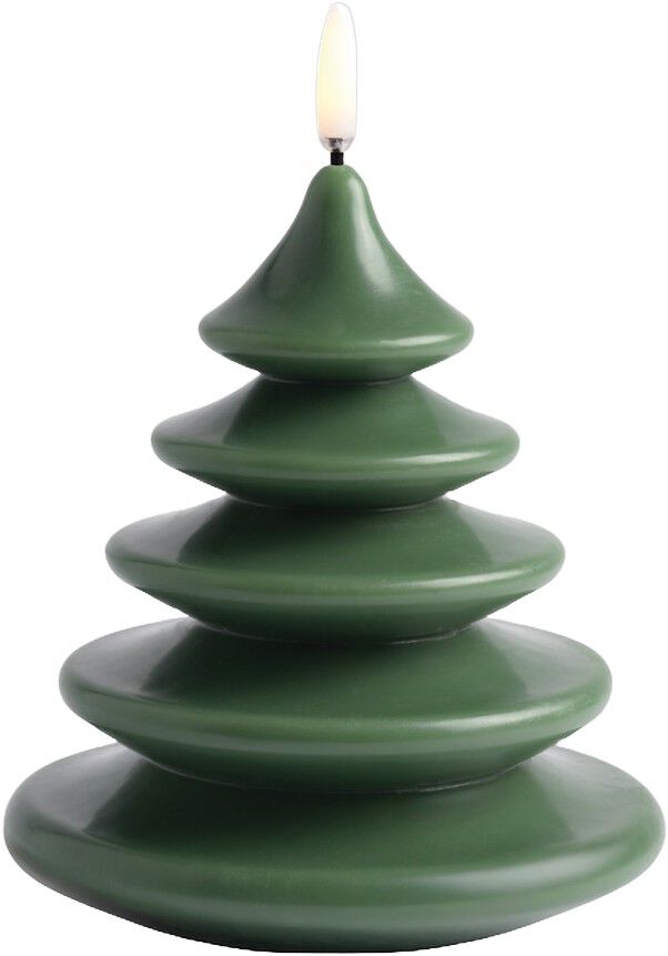 LED candle Christmas tree, Olive green, Smooth, 13x15 cm