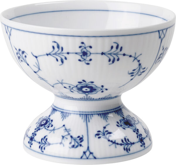 Musselmalet Riflet Skål på fod 8 cm