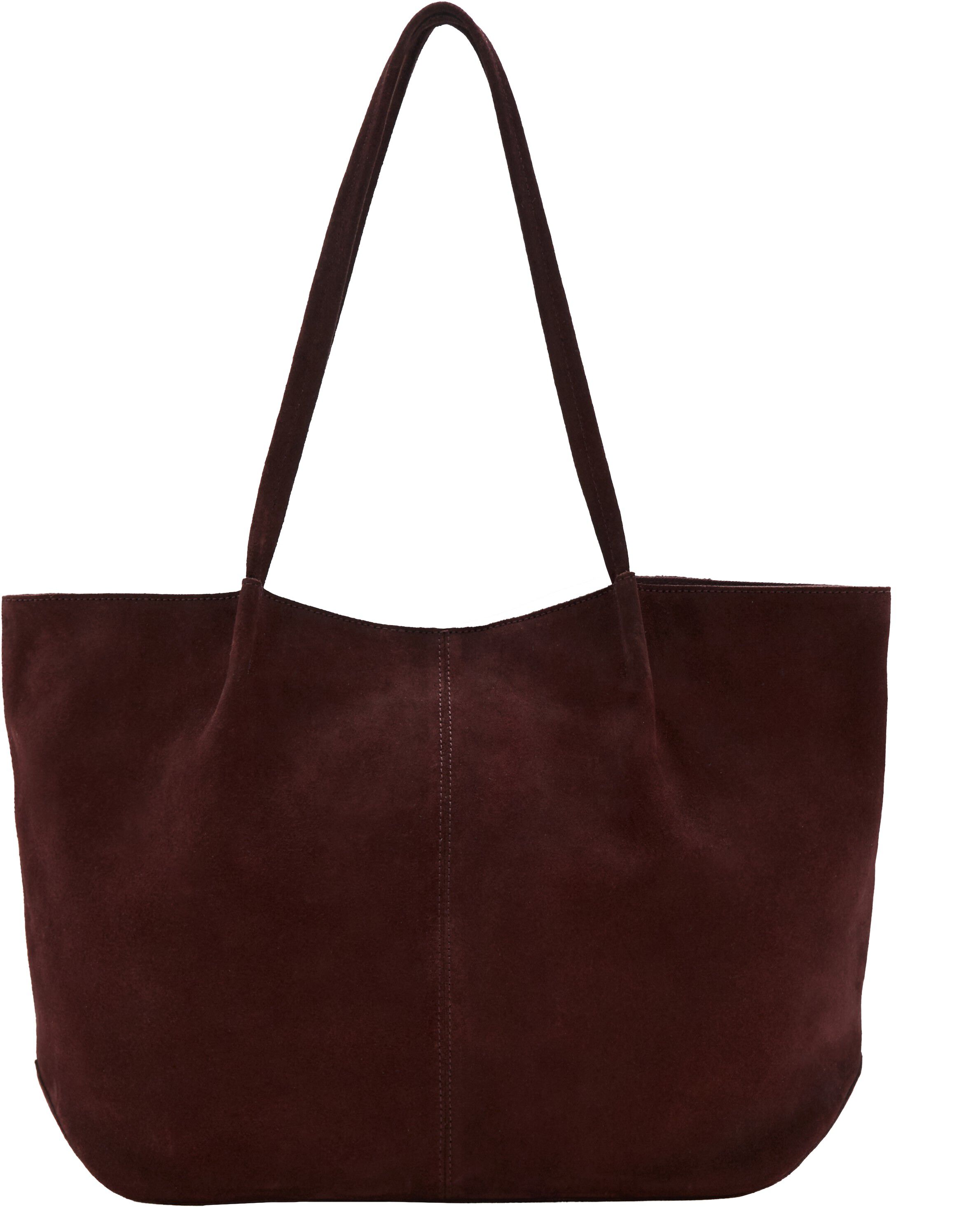 Suede leather shopper bag
