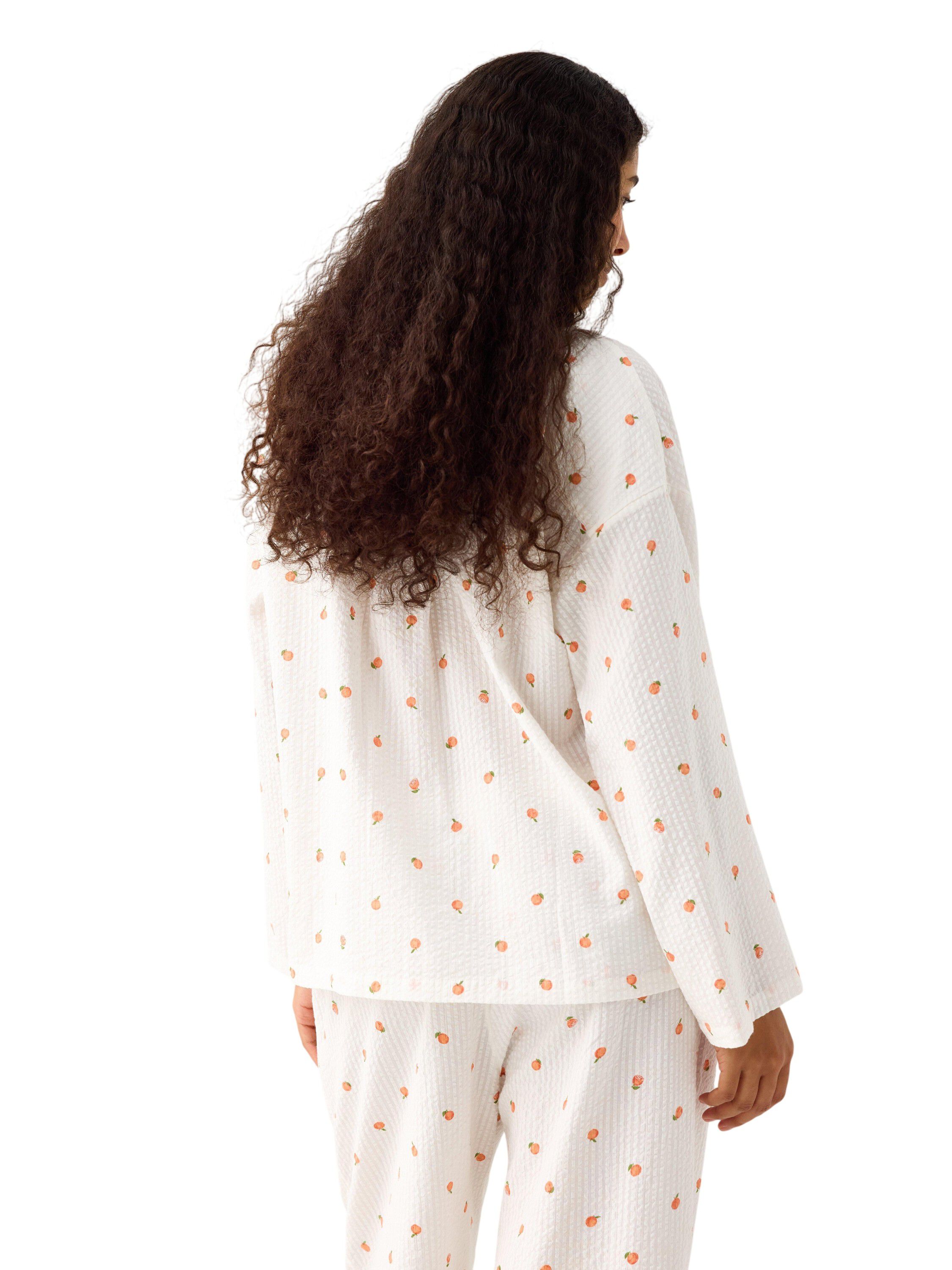 Pyjama shirt in seersucker with lon