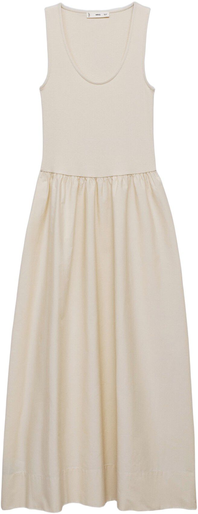 Flared dress in combined fabric