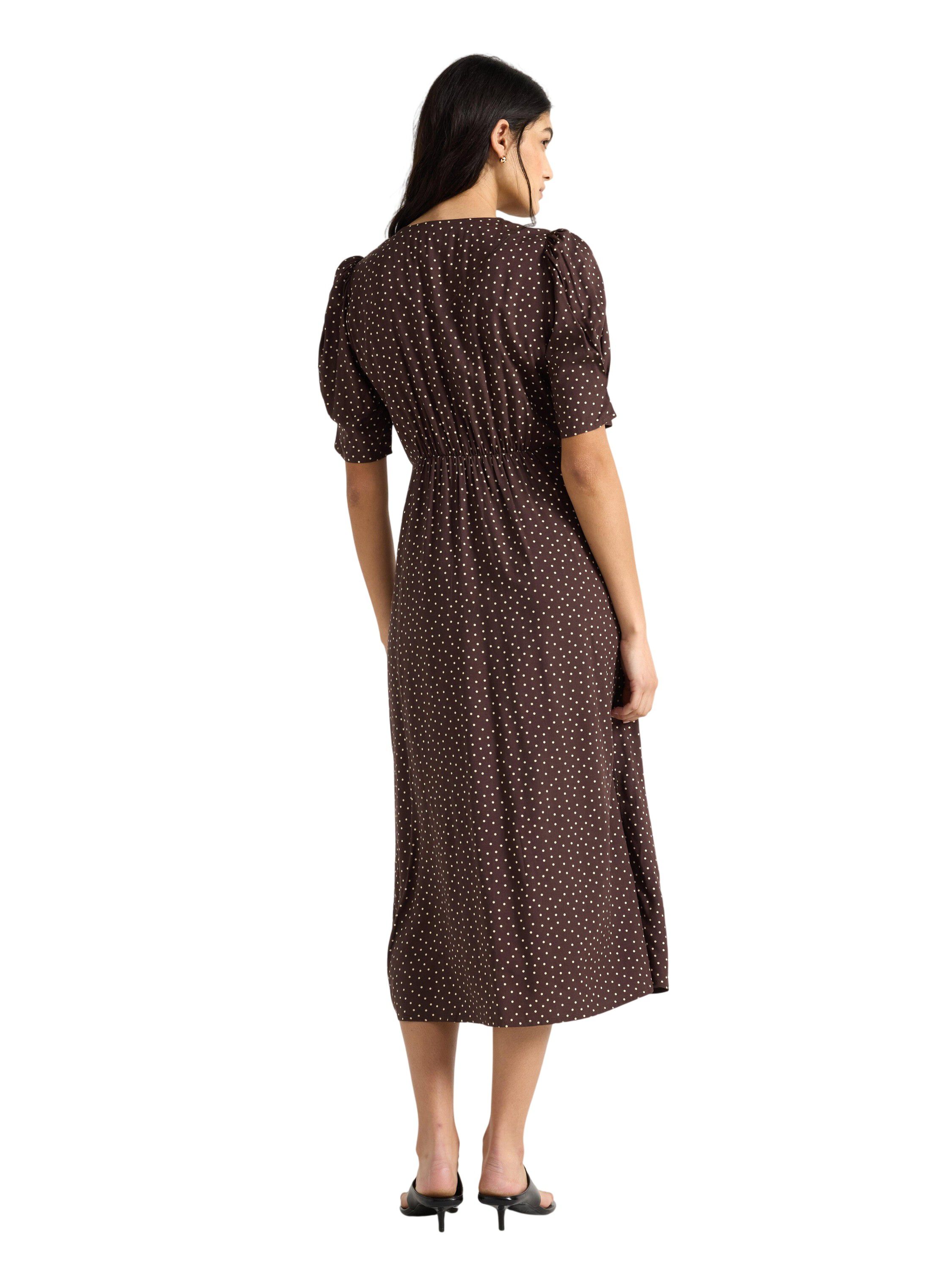 Midi dress with short, puff sleeves