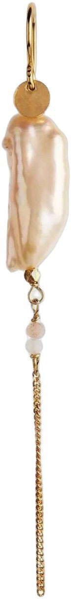 Long Baroque Pearl Peach Sorbet &Oslash;rering - Forgyldt