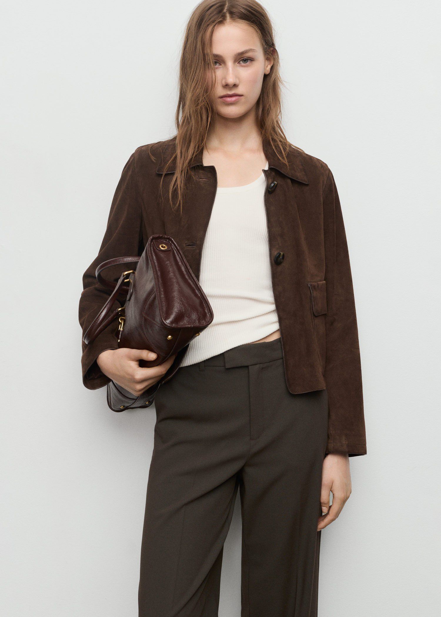 Mid-rise cropped straight-leg trous