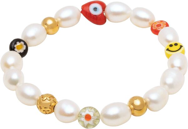 Men's Smiley Face Pearl Bracelet