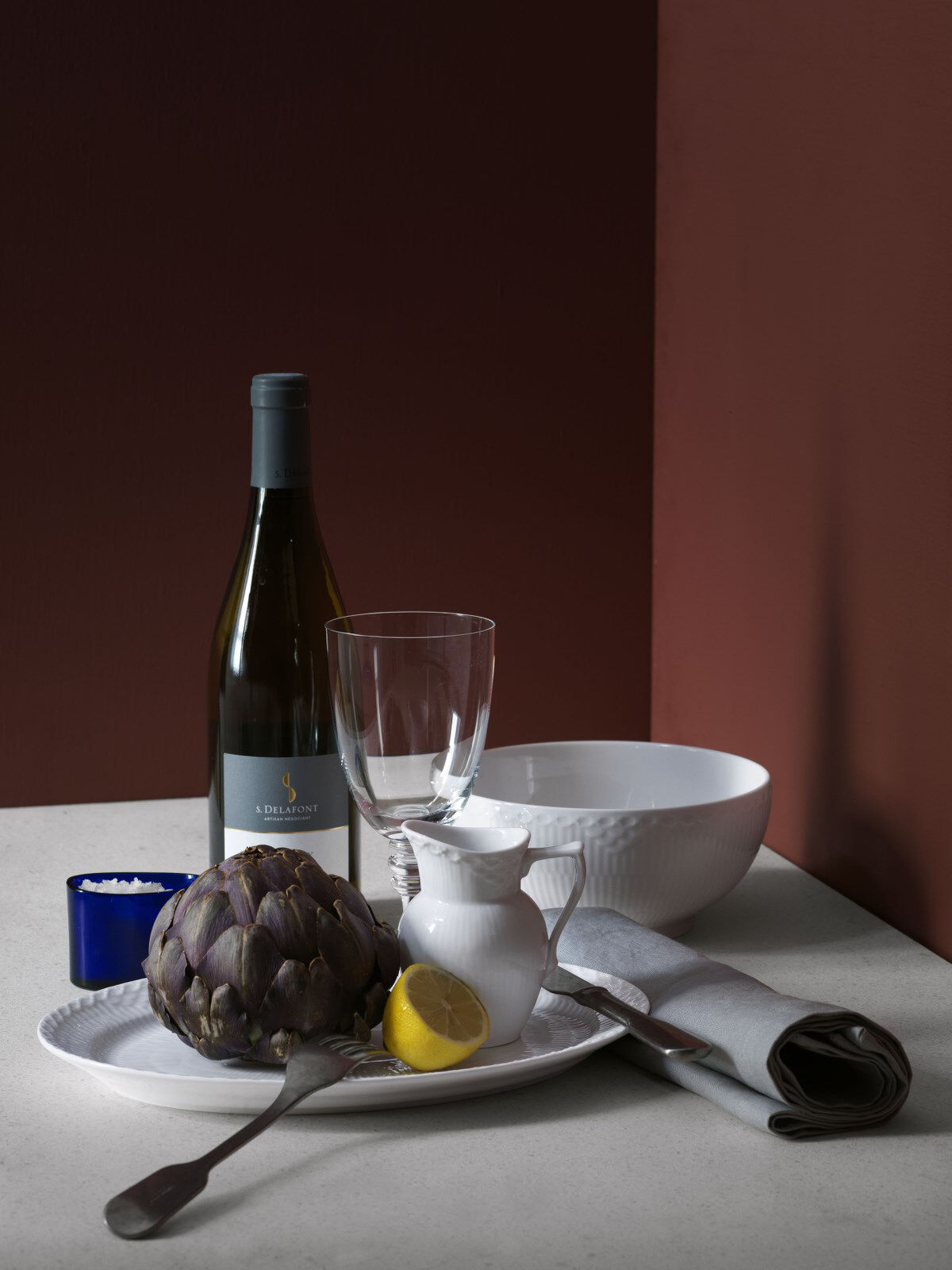 White Fluted Half Lace sk&aring;l 18 cm