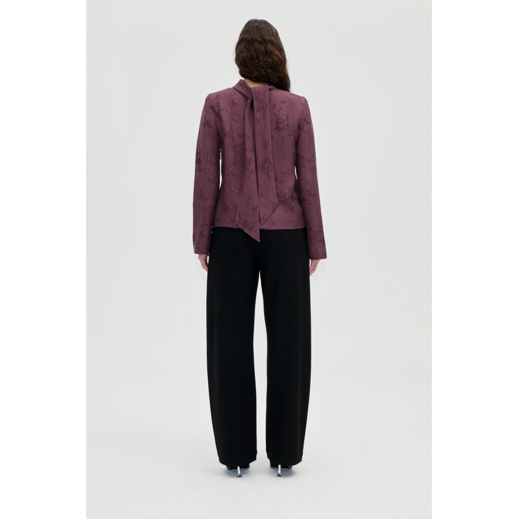 2548 Fluid Jacquard, Relaxed Tie Neck Blouse