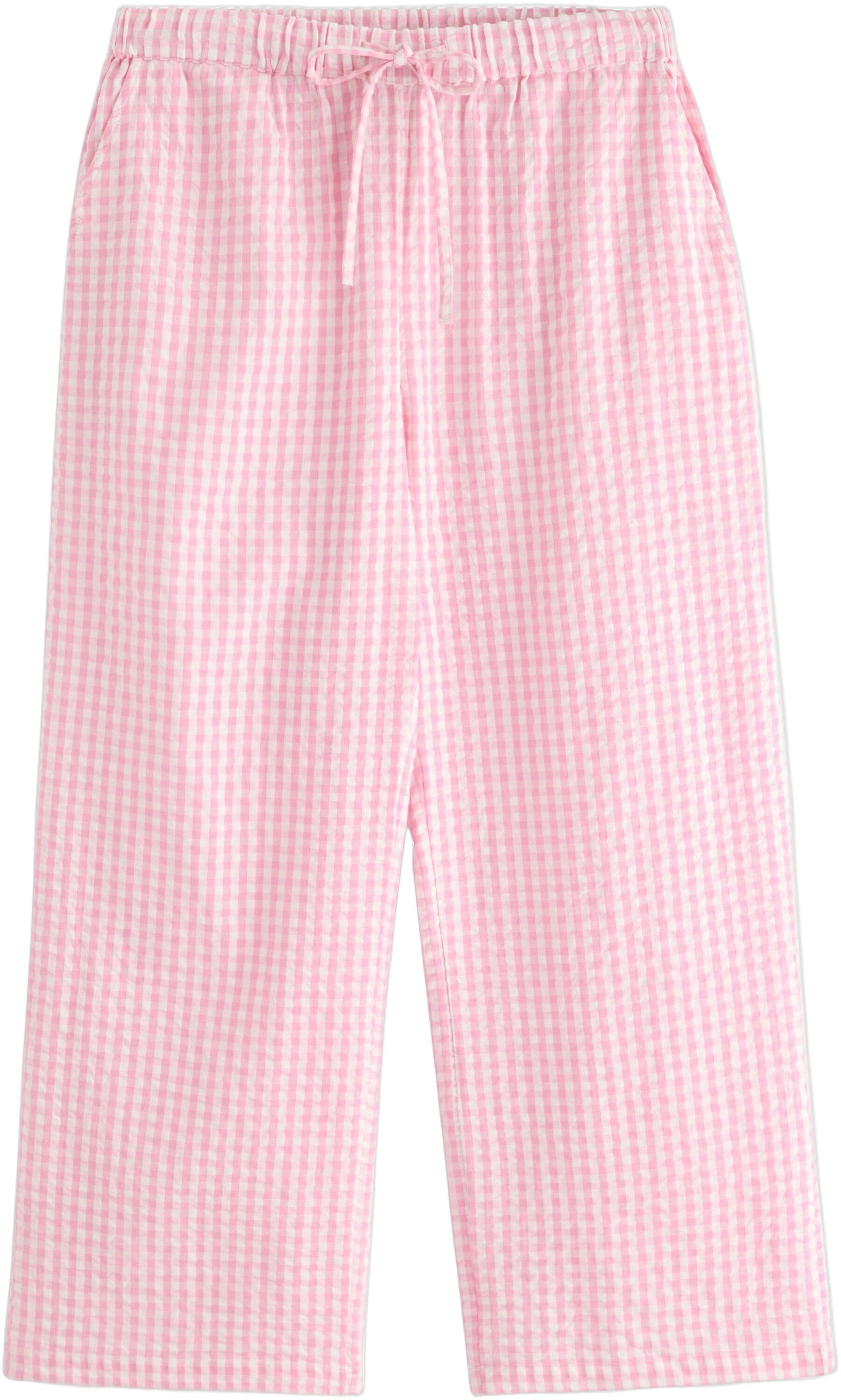 Pyjamasbukser i bl&oslash;d seersucker med