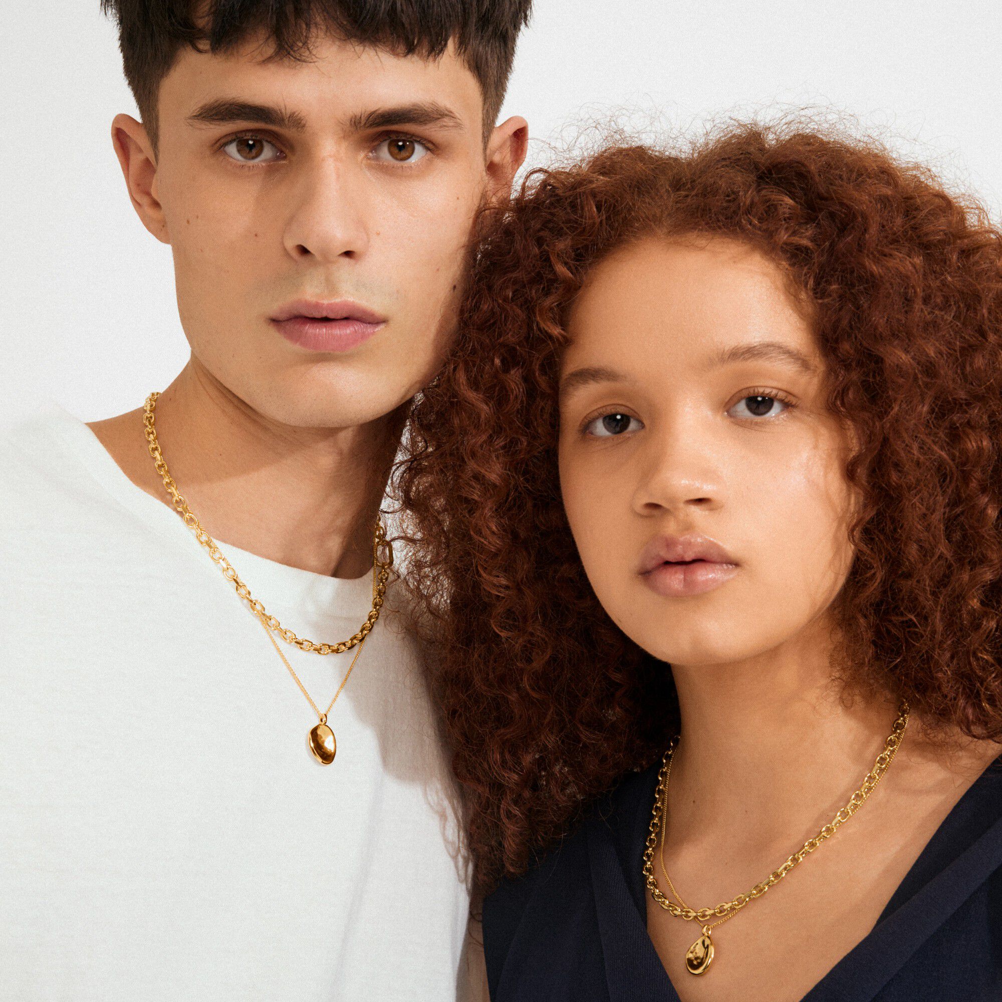 SPARKLE halsk&aelig;de, 2-i-&eacute;t s&aelig;t, guldbelagt