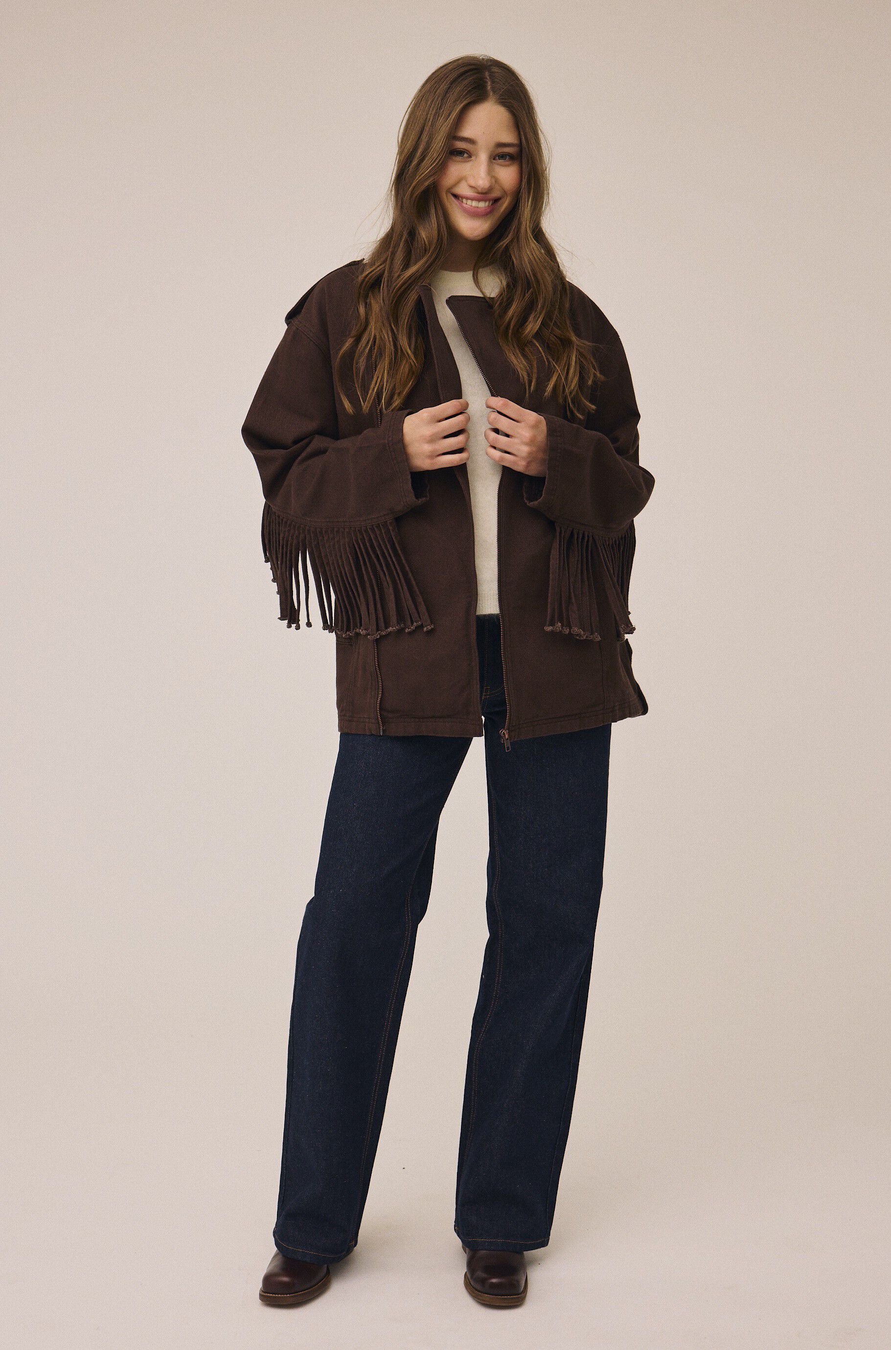 Emma 8 Biker jacket with fringes - GOTS