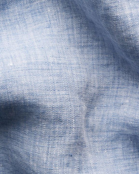 Regular Fit Light blue Solid Short Sleeve Linen Shirt