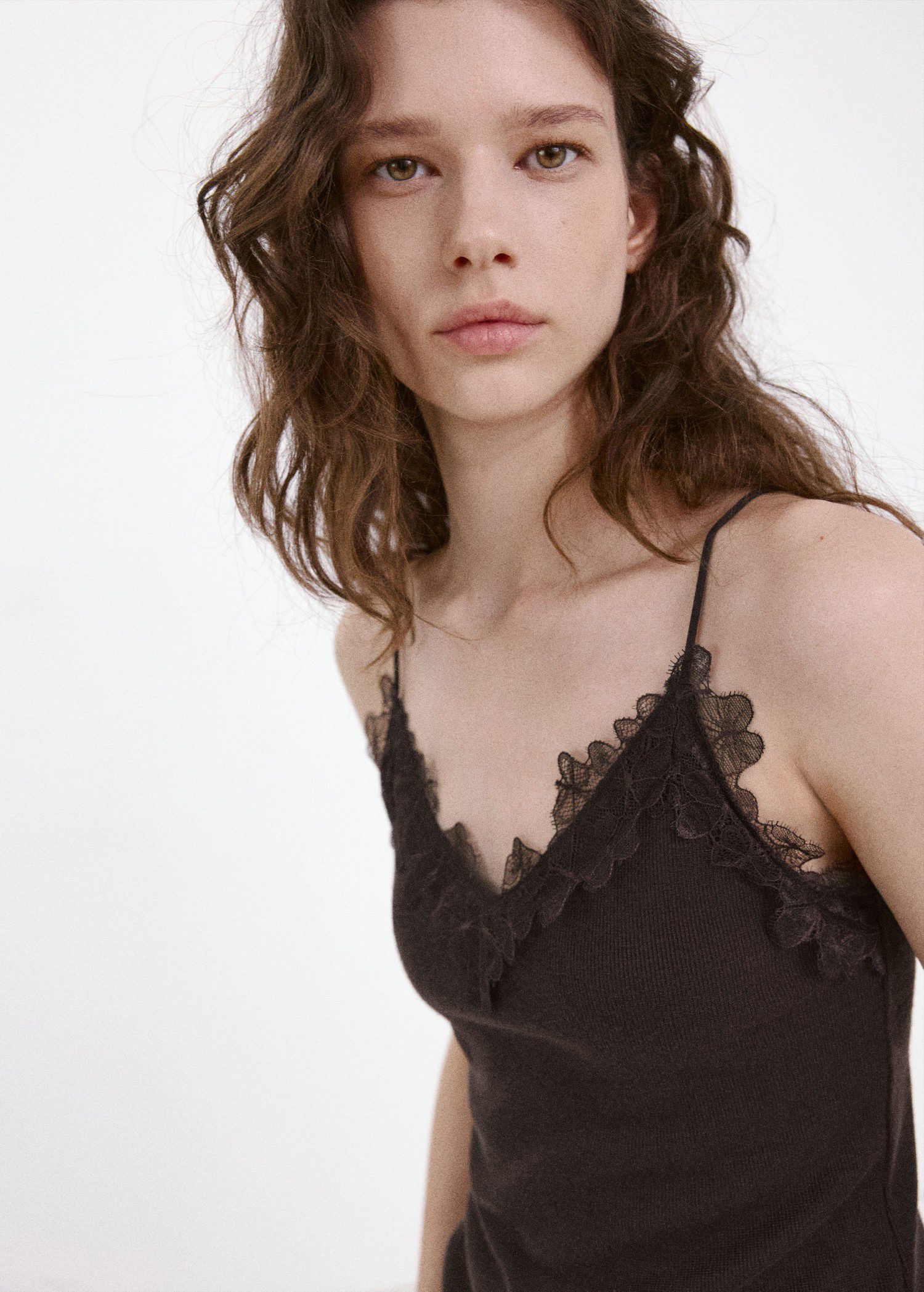 Lace detail knit top