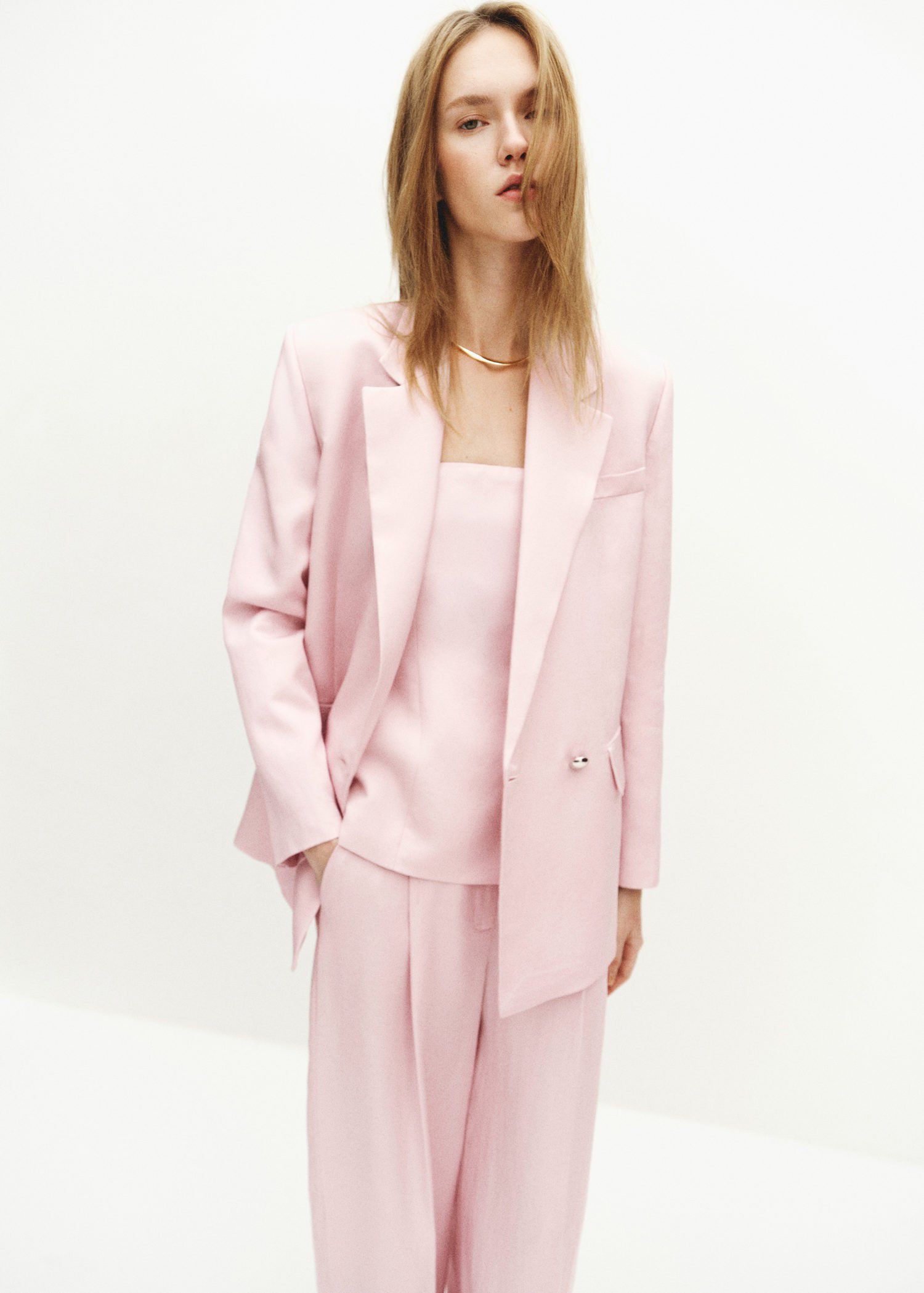 Linen-blend double-breasted suit ja