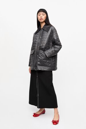 Shiny Quilt Midi Jacket