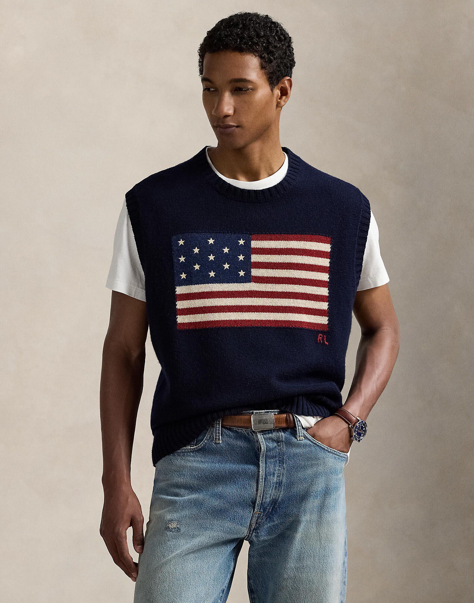 Big Fit Flag Sweater Vest